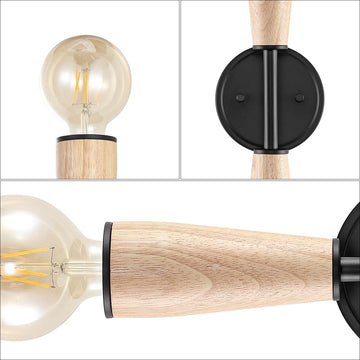 Katia 5.13" Modern Designer Iron/Wood Double Sided Hourglass LED Sconce - JONATHAN Y